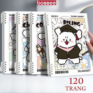 Sổ còng A5 B5 bìa cún con dễ thuơng kèm 120 trang giấy kẻ ngang/kẻ vuông, sổ còng nhựa 10 chấu nhẹ tay, bìa xinh