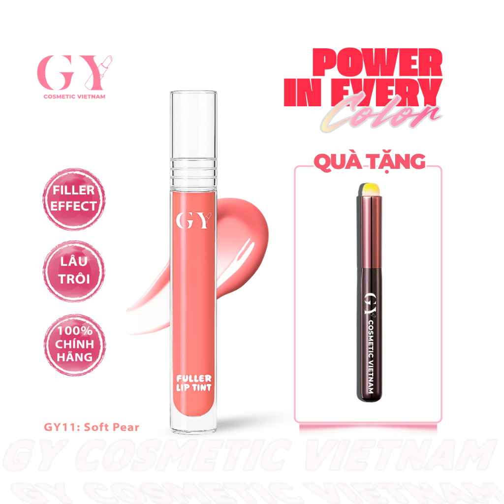 Son Lì Fuller Lip Tint 6ml, Filler Effect, Màu GY11 Soft Pear, Mịn Môi, Bám Lâu, Làm Đầy Rãnh Vân Mô