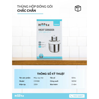 Máy Xay 2 Cối Haatz CIM382 Dung Tích 2.5L Công Suất 500W Lưỡi Dao 4 Cánh Inox 304, Bảo Hành 2 Năm - Gia Dụng Phúc Gia z