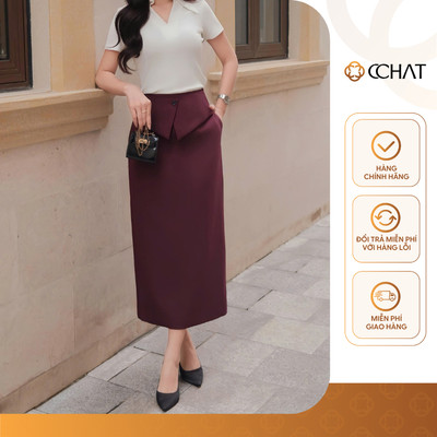 Chân Váy 𝐂𝐂𝐇𝐀𝐓 Dáng Suông Viona Có Túi Sườn Chất Liệu Tuytsi Cao Cấp 16CDS2007ST