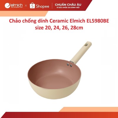 Chảo chống dính Ceramic Cera Titan Elmich EL5980BE size 20, 24, 26, 28cm ( Dày 3.2mm )