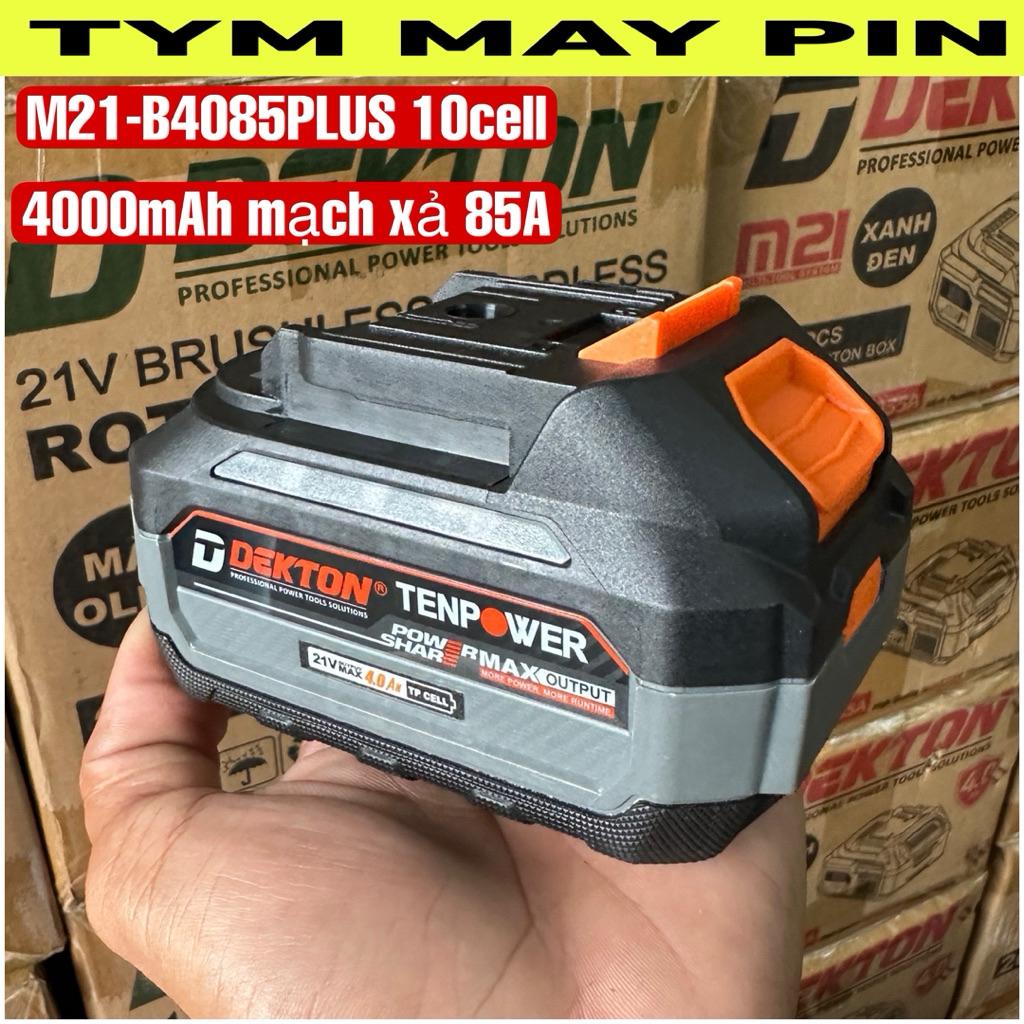 Bộ pin sạc bằng Ion Liti (ắc quy) hiệu DEKTON, model M21-B4085PLUS, 21V, 4.0Ah, màu xám