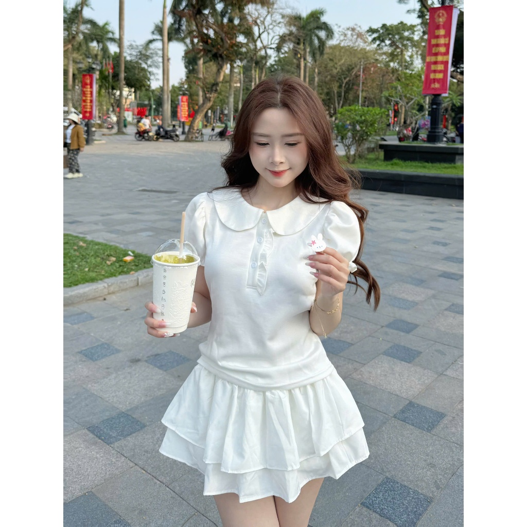 Áo thun nữ cổ sen tay phồng Hàn Quốc form ôm tôn dáng áo nữ thời trang dễ phối AOT115 | BigBuy360 - bigbuy360.vn