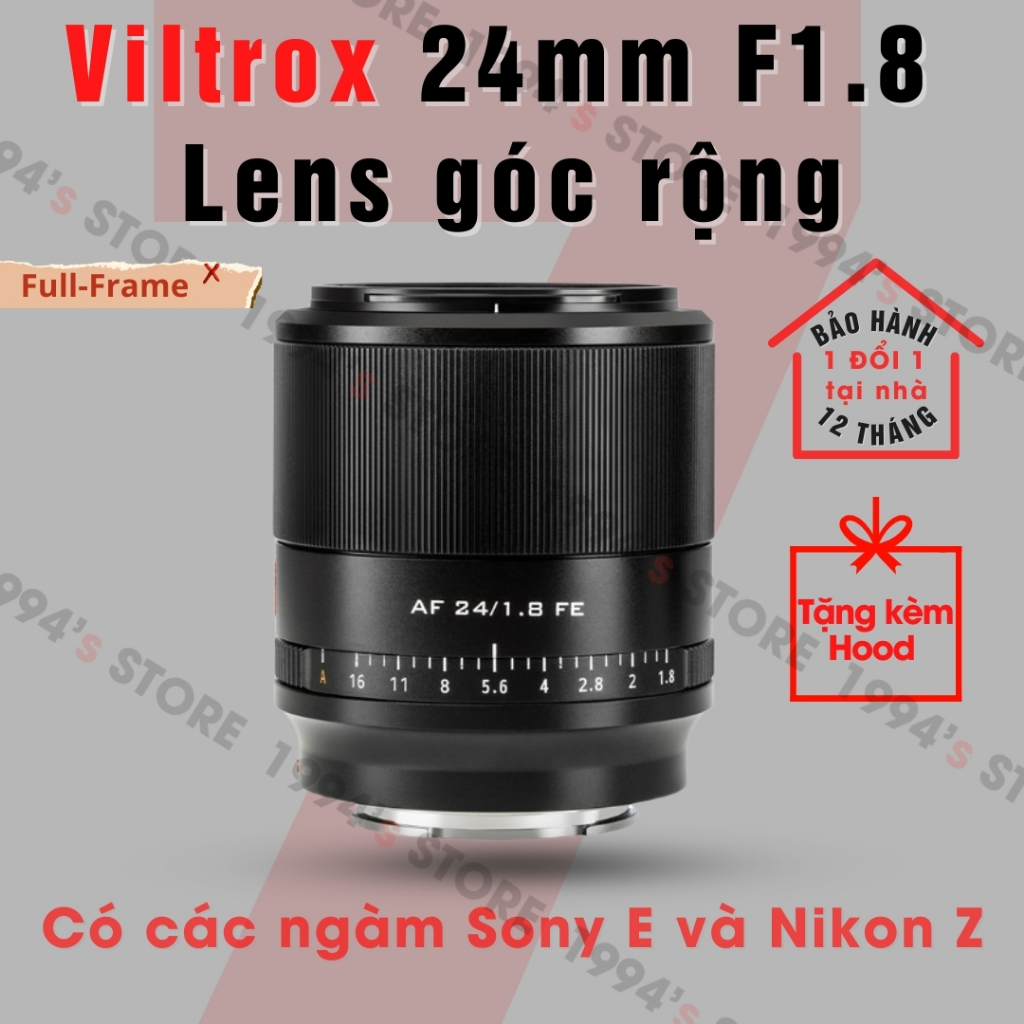 Ống kính Viltrox 24mm F1.8  Auto Focus Full-Frame - Lens đa dụng góc rộng lấy nét tự động cho Sony E