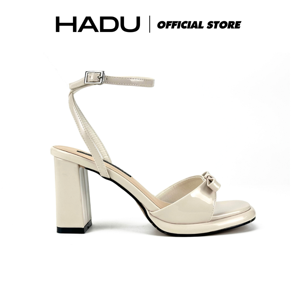 Giày Sandal Gót Vuông ERICA 9P Quai Ngang Đính Nơ HADU M7145 Da PU Cao Cấp Đế Chống Trượt BH 12T