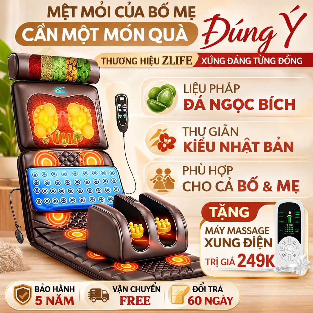 [Chuẩn ZLIFE - Có LOGO] Đệm massage toàn thân Zlife Z99, Ghế massage phục hồi, Nệm matxa tại nhà