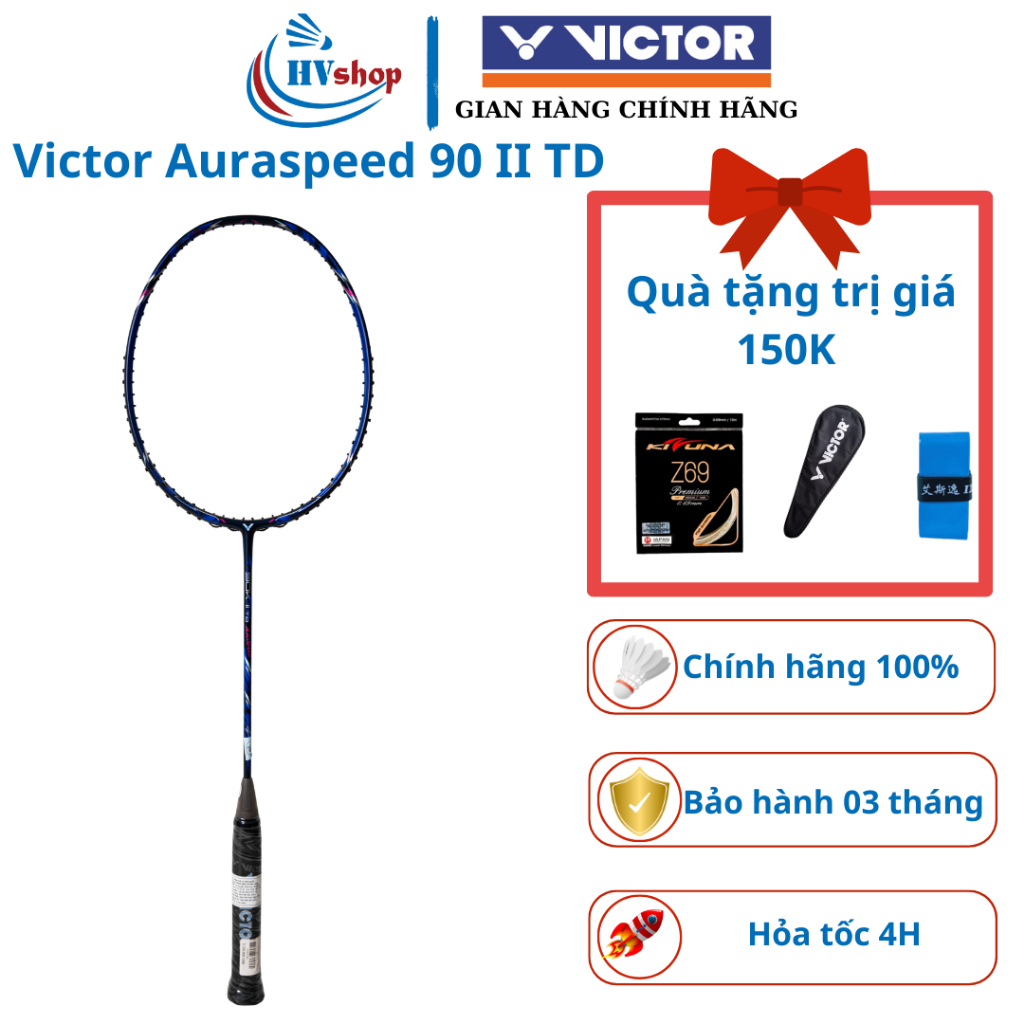 Vợt cầu lông Victor Auraspeed 90k II TD chính hãng, tặng 03 quà tặng, bảo hành 03 tháng - HVShop