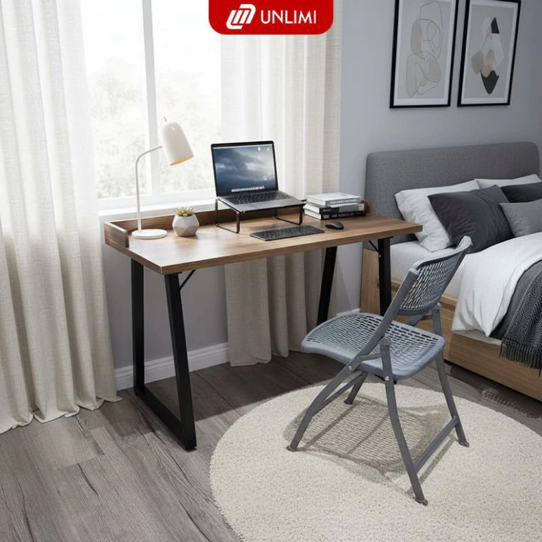 Bàn làm việc vân gỗ khung sắt thương hiệu UNLIMI - GM228