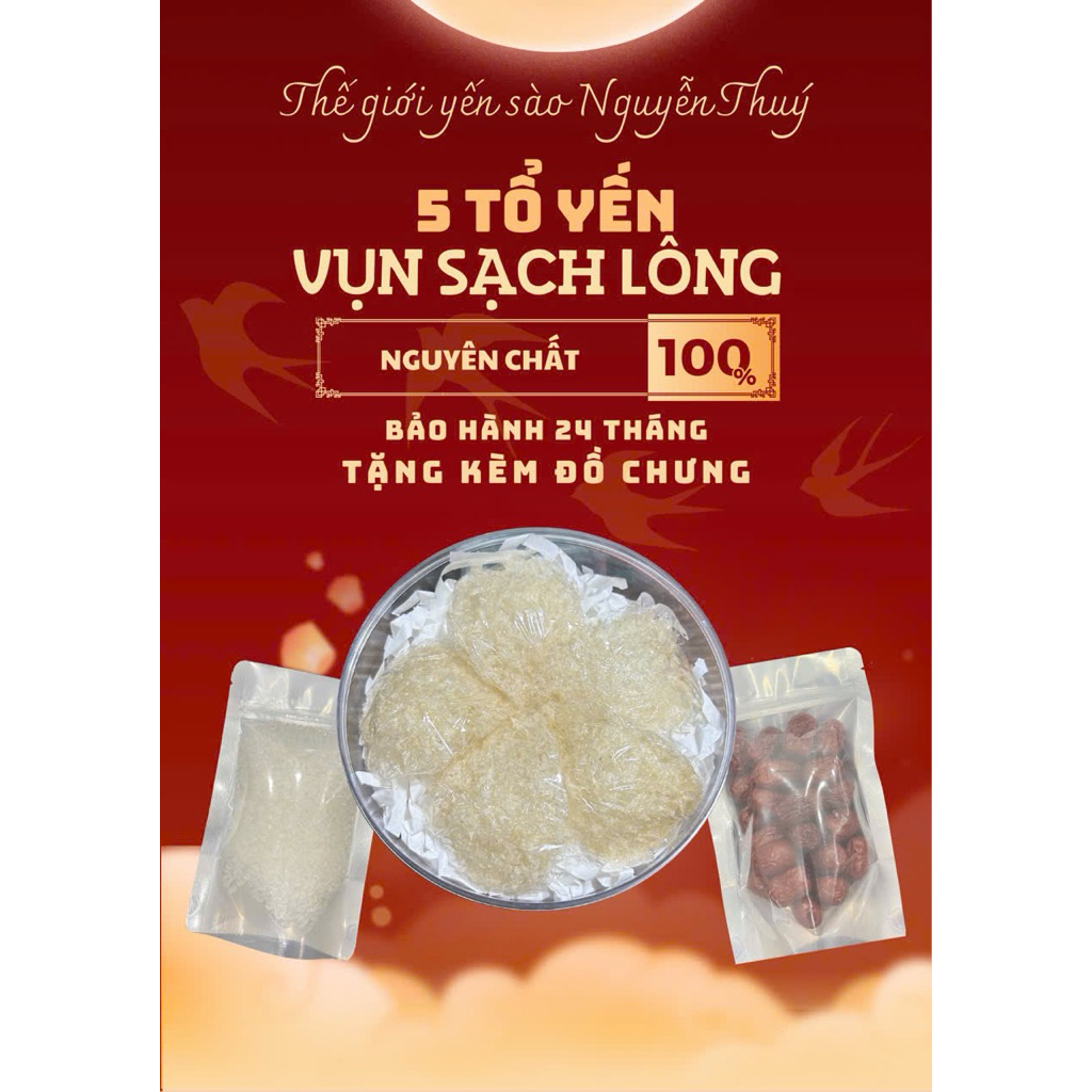 HỘP :5 Tổ Yến Vụn Sạch Lông(20gr)+ táo, đường