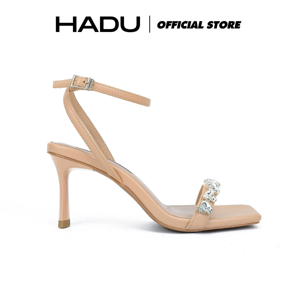 Giày Cao Gót 8P MILIA Quai Ngang Đính Đá HADU M7129 Da Cao Cấp Sang Trọng Đế Chống Trượt  BH 12T