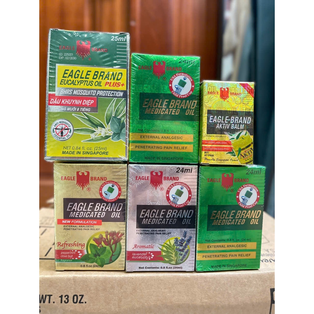 [Hỏa Tốc] Dầu Gió Eagle Brand, Dầu Khuynh Diệp, Dầu Xanh Con Ó 2 Nắp 24ml