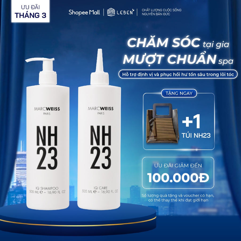 Bộ Dầu gội và Nước thần treatment NH23 IQ REPAIR KIT 500ml Phục Hồi Tóc Hư Tổn | Leben Việt Nam