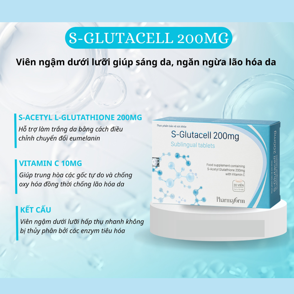 Ảnh 5 của Viên uống sáng da Pharmaform GLUTA-N.A.C, S-GLUTACELL 200MG sáng da, giảm thâm nám 30 viên