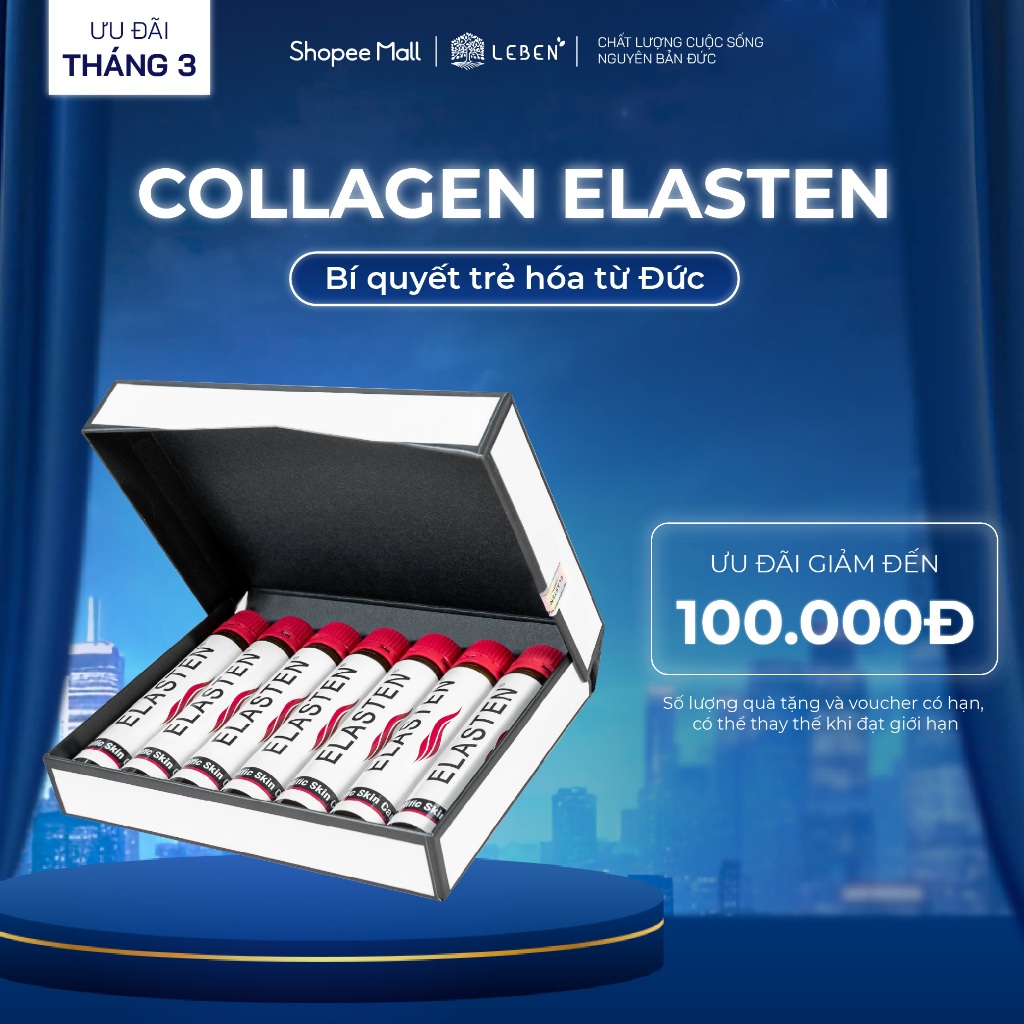 Bộ 7 Ống Collagen Elasten Giúp Da Căng Mịn, Chống Lão Hóa, Tóc Chắc Khỏe - Collagen Tại Đức | Leben 