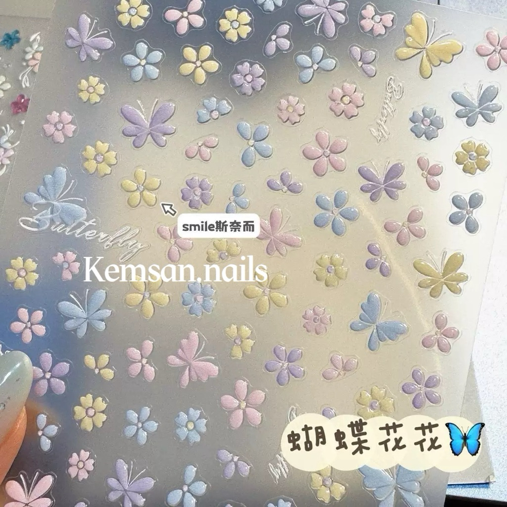 (L31) sticker hoa bứm🦋 màu pastel trang trí nail