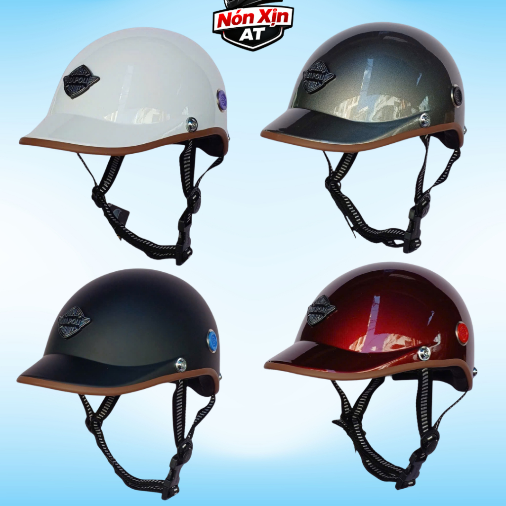 Mũ Bảo Hiểm Napoli Nửa Đầu - N08 Ốc Xi Màu