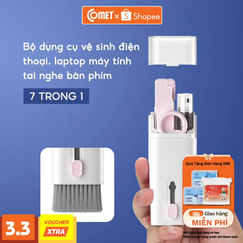 Bộ Dụng Cụ Vệ Sinh Laptop Máy Tính Điện Thoại 7In1 - Bộ Vệ Sinh Tai Nghe Bàn Phím Tiện Dụng