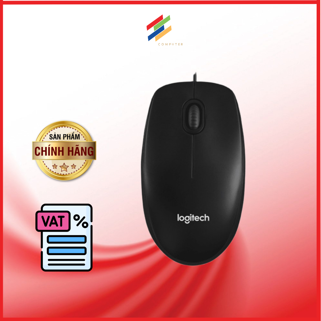 Chuột có dây Logitech B100, M100R - Hàng chính hãng