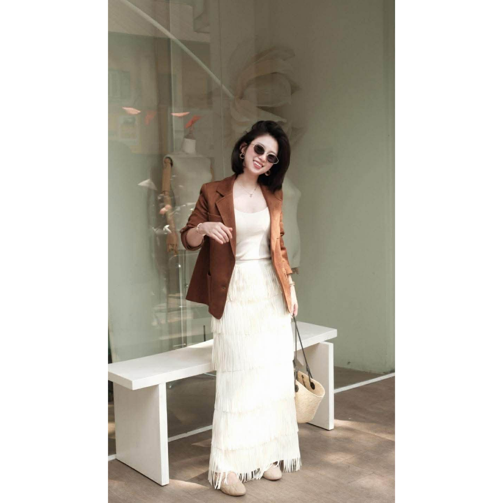 [ BOHEE ] - Chân váy tua rua xếp tầng - Cv152