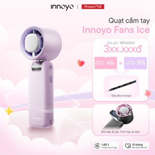 Quạt cầm tay Innoyo Fans Ice - 100 cấp độ gió, gập linh hoạt 180 độ, tích hợp sò lạnh - Bảo hành 6 tháng - Tặng dây đeo