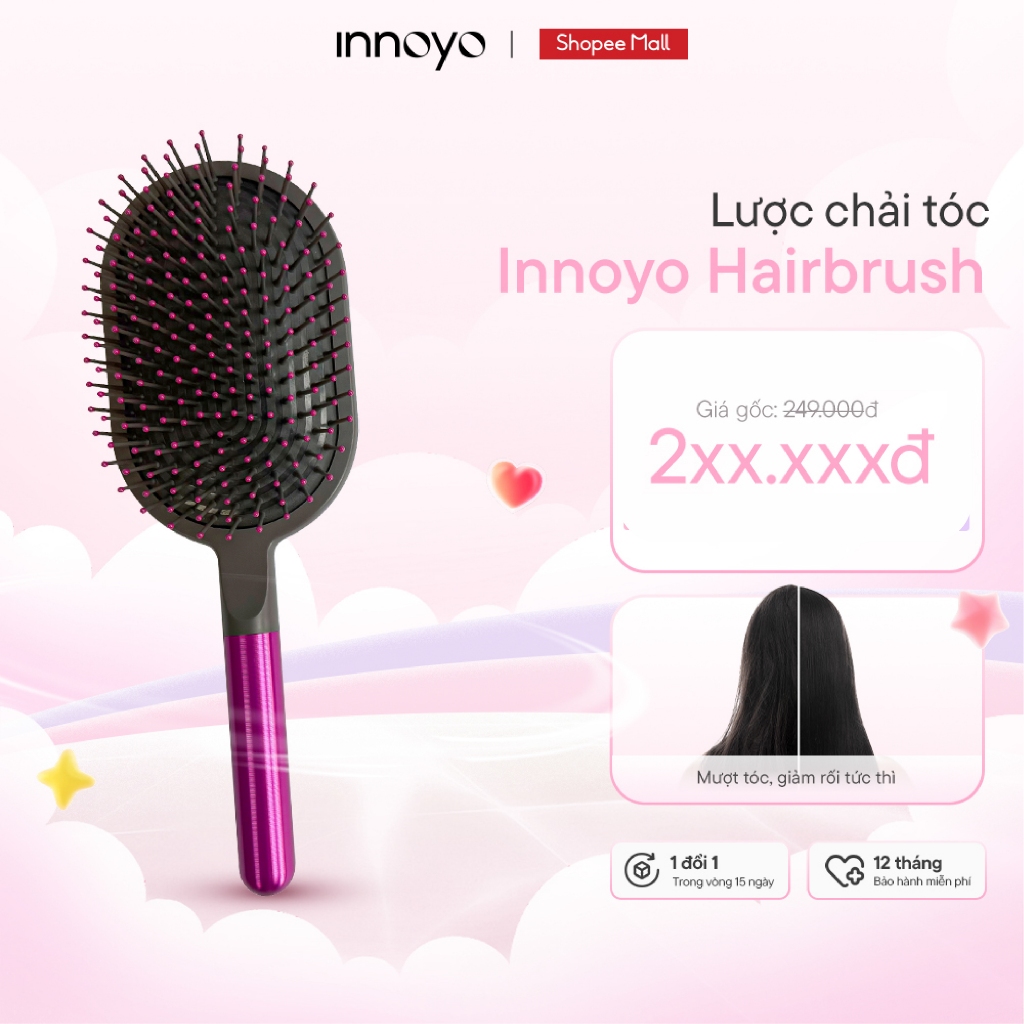 Lược chải tóc premium Innoyo - Mượt tóc, giảm rối tức thì - Phụ kiện chính hãng