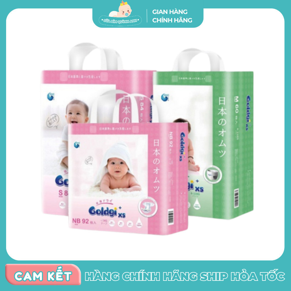 COMBO 10 MIẾNG Bỉm Dán GOLDGI X5 Nhật  Size L(9KG-14KG) Cho Bé, bỉm quần goldgi cao cấp size L(9-14k