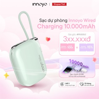 Sạc dự phòng có dây INNOYO Nhẹ 170gr 3 trong 1 22.5W 10000 mAh Đa Thiết bị | Bảo Hành 12 Tháng