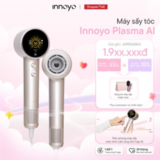 Máy sấy tóc ion kép Innoyo Plasma AI - Màn hình cảm ứng, tích hợp AI, 7 chế độ sấy - Bảo hành 24 tháng - Tặng đầu sấy
