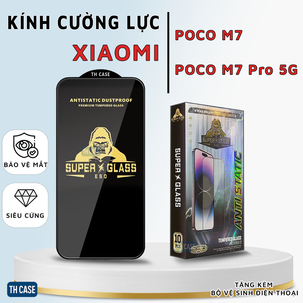 Kính cường lực Xiaomi POCO M7/ M7 Pro 5G siêu trong suốt chống ánh sáng xanh bảo vệ màn hình