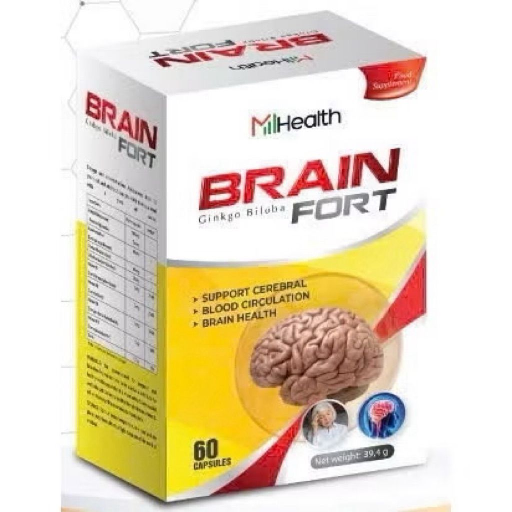 Viên uống hỗ trợ trí não MHealth Brain Fort Ginkgo Biloba - Lọ 60 viên