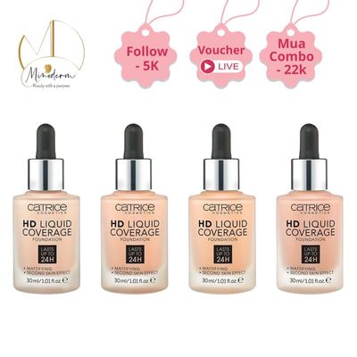 Kem nền Catrice HD Liquid Coverage Foundation che phủ tự nhiên tạo độ mịn màng cho da