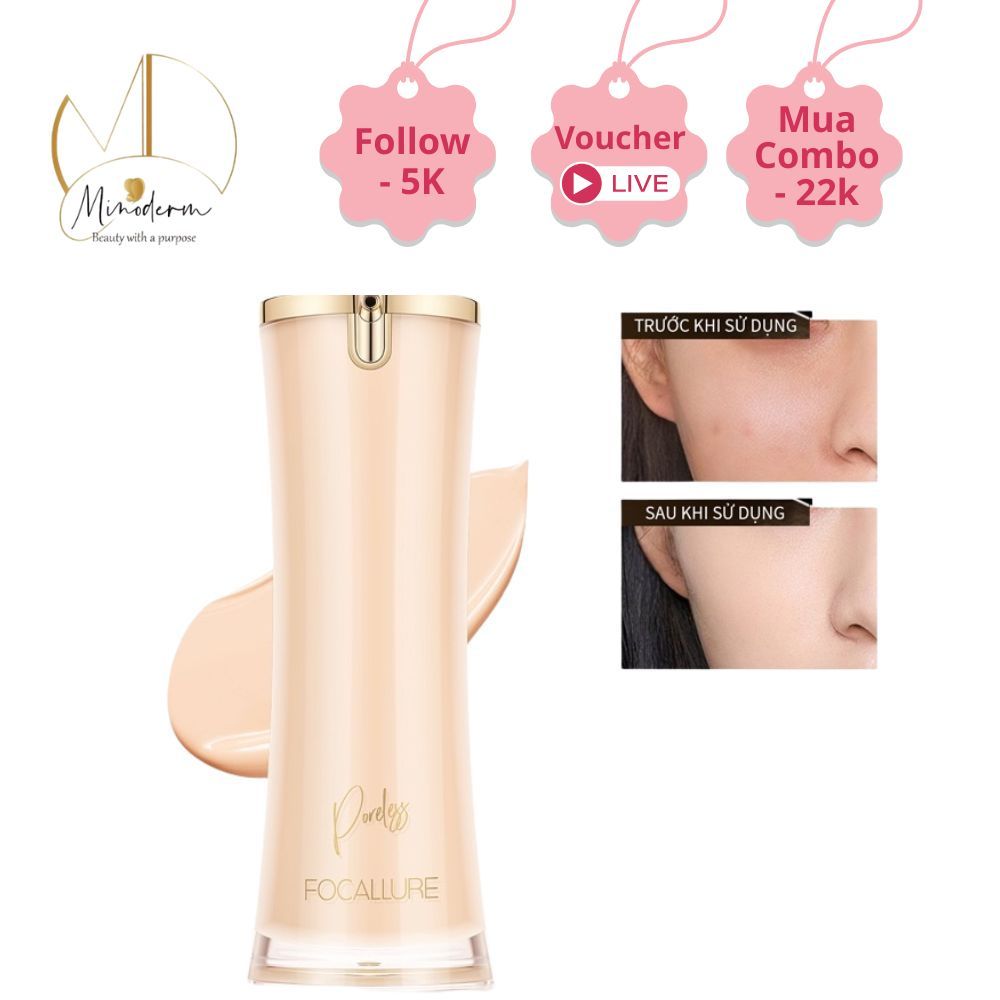 Kem nền FOCALLURE dạng lỏng, kiểm soát dầu, che lỗ chân lông,  chống thấm nước, lâu trôi 30g FA-205