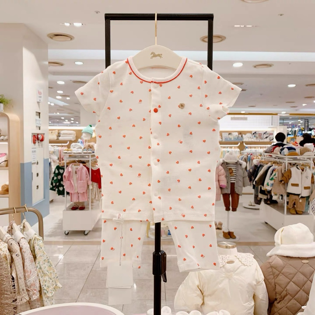 Bộ áo cộc tay quần lửng cotton mềm mịn mát thêu patch Ettoi-tag Agabang xuất Hàn dư [size 80]