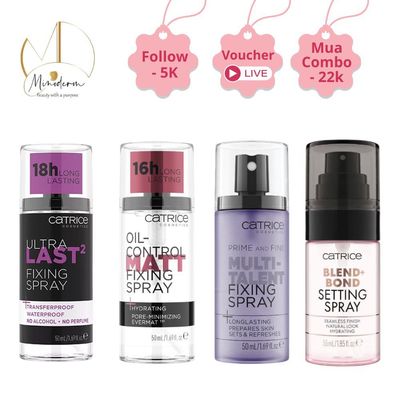 Xịt khóa nền Catrice giúp da mướt, kiềm dầu, cố định lớp makeup, chống nước lâu trôi