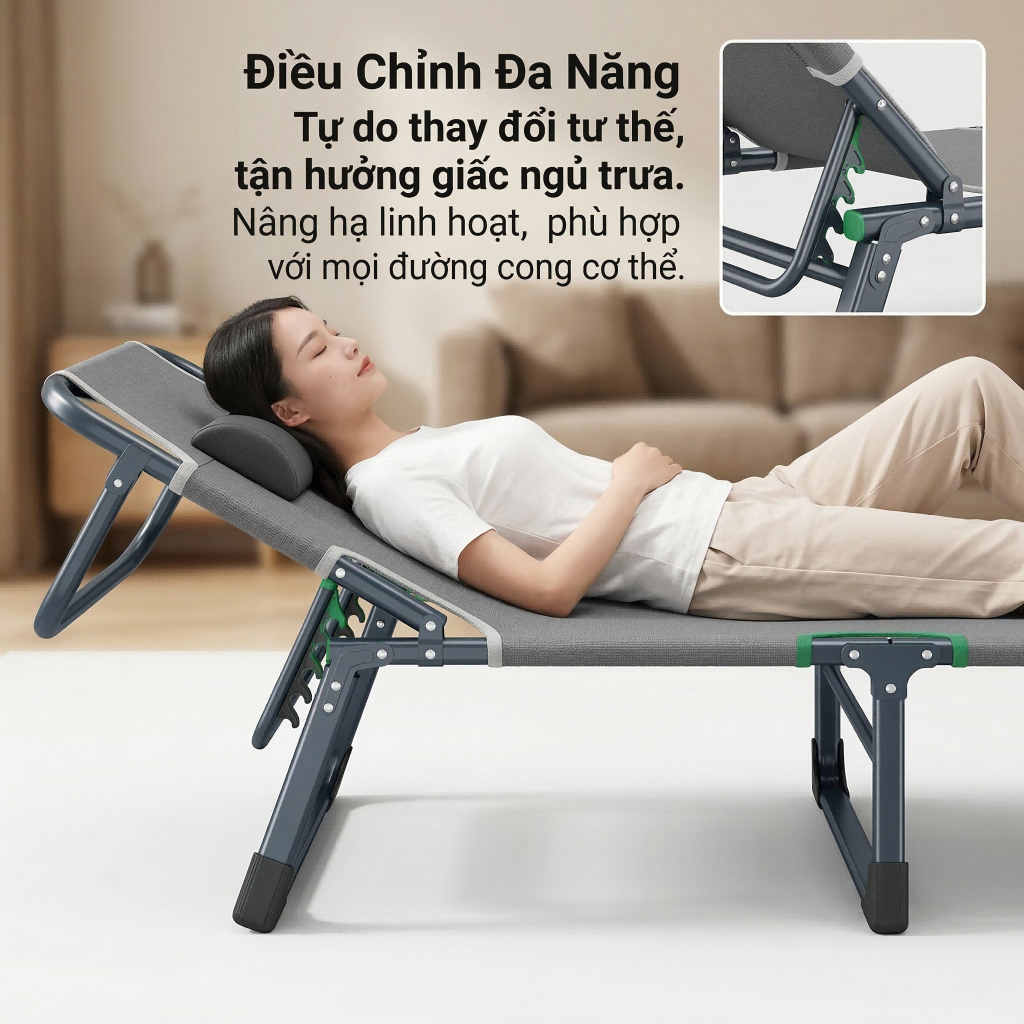 REX Giường gấp gọn tiện lợi dùng ngủ trưa cho văn phòng cắm trại bệnh viện Tải trọng 400kg | BigBuy360 - bigbuy360.vn