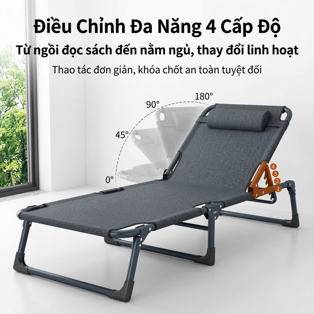 REX Giường gấp gọn tiện lợi dùng ngủ trưa cho văn phòng cắm trại bệnh viện Tải trọng 400kg | BigBuy360 - bigbuy360.vn