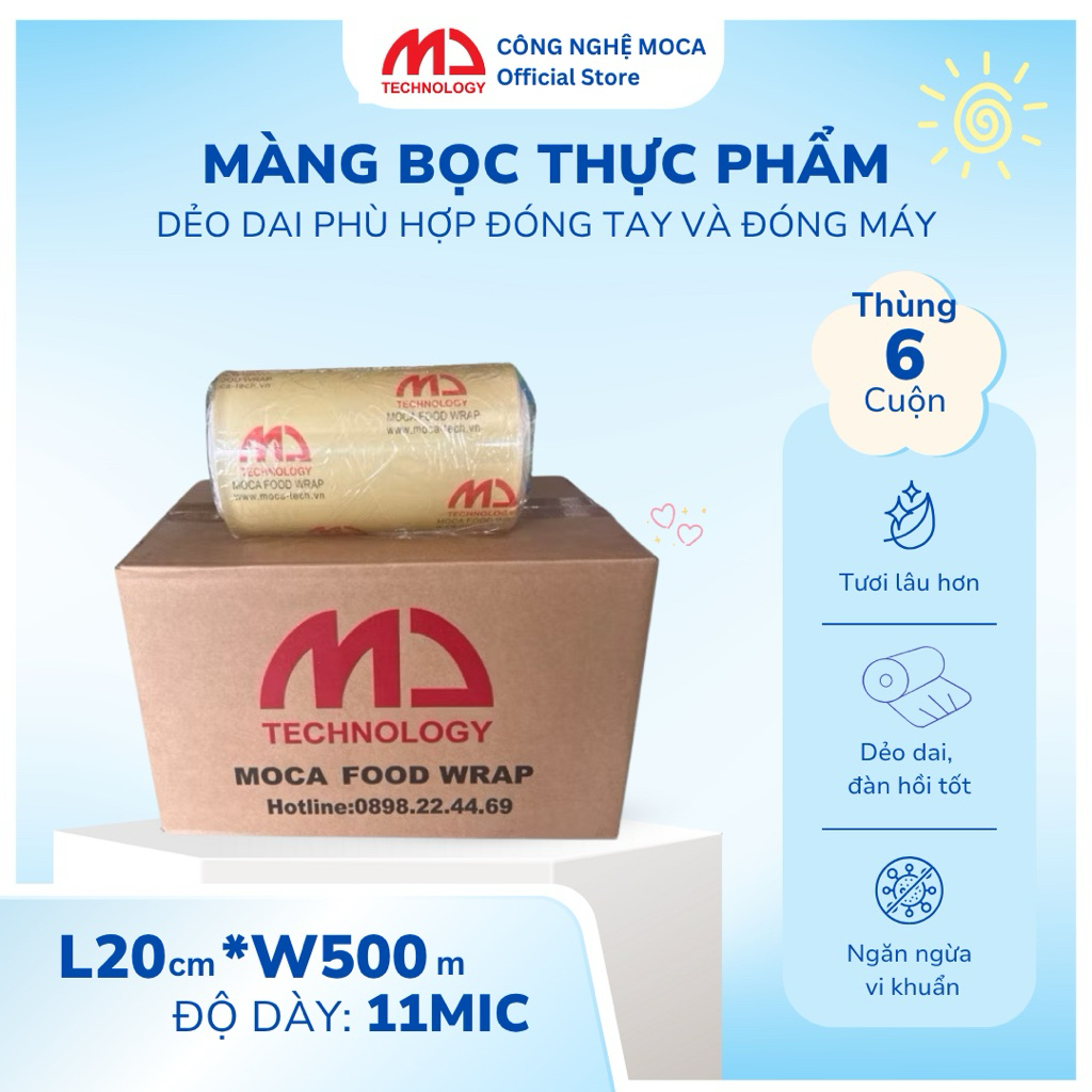 [MOCA FOOD WRAP] Thùng 6 Cuộn Màng Bọc Thực Phẩm - Moca Food Wrap