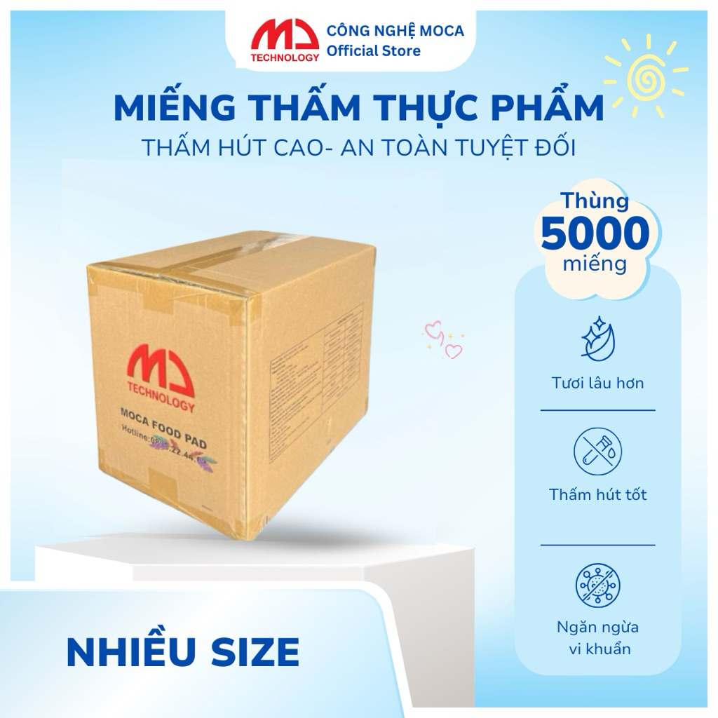 [MOCA FOOD PAD] Thùng 5,000 miếng thấm thực phẩm Moca nhiều size