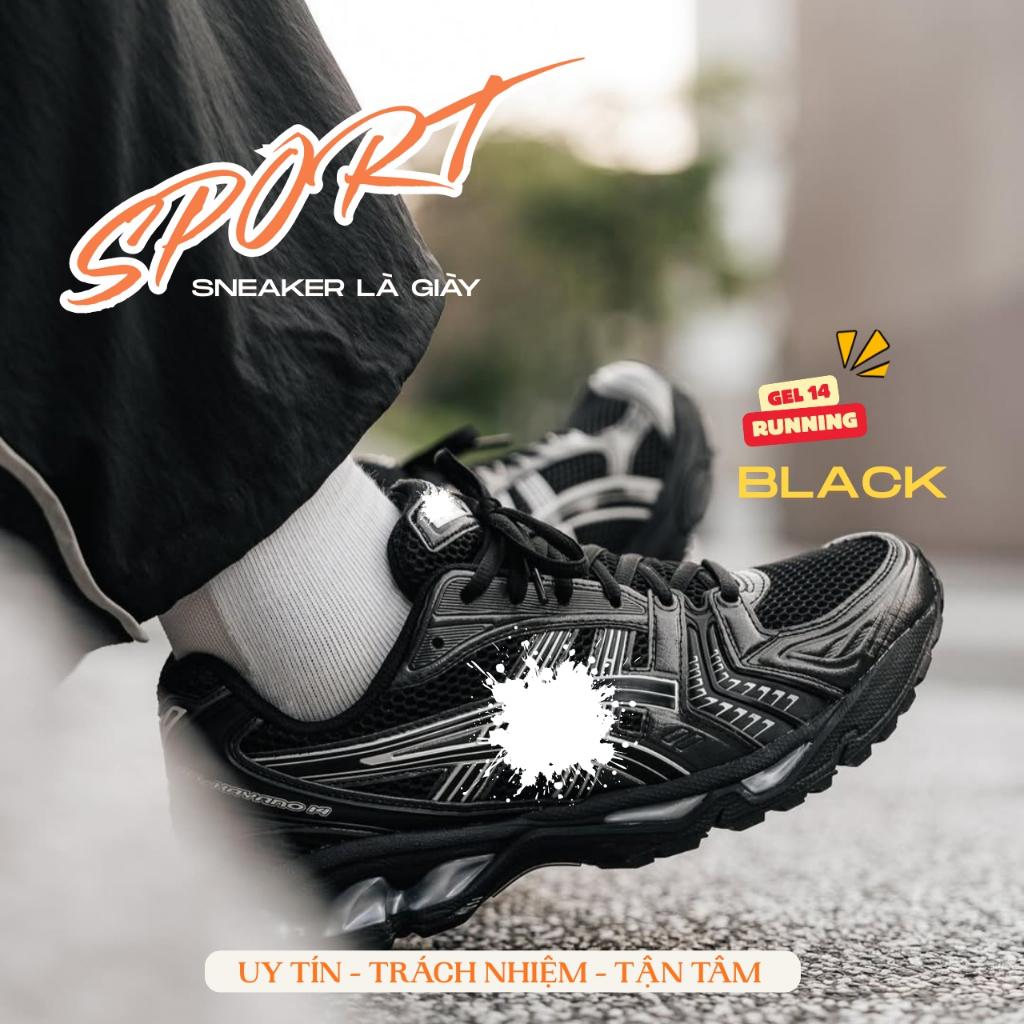 Giày Thể Thao Nam nữ Màu Black - Sneaker Running Kayano 14