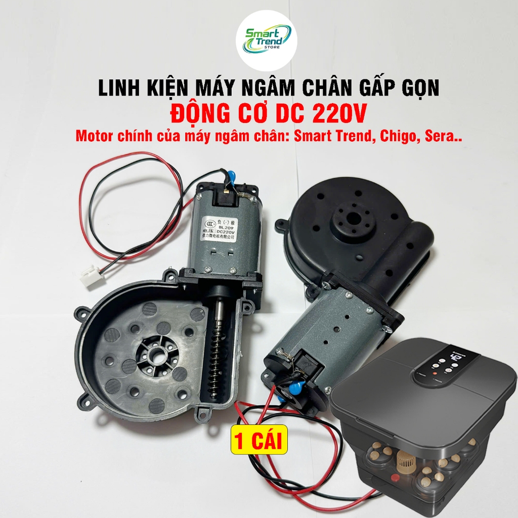Động Cơ DC 220V Cho Máy Ngâm Chân Massage Gấp Gọn Smart Trend, Chigo, Sera – Linh Kiện Thay Thế