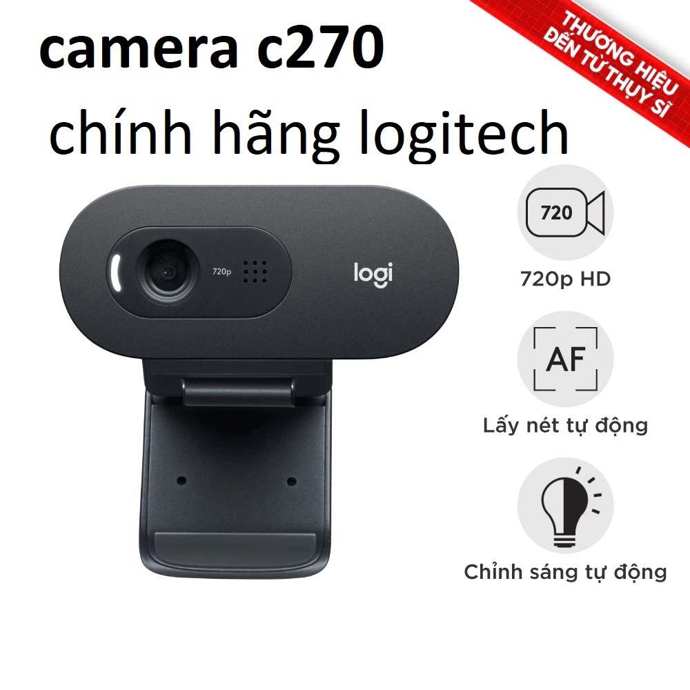 Webcam Logitech C270 720p HD - Góc cam 55o, mic giảm ồn, tự chỉnh sáng, chụp ảnh 3MB