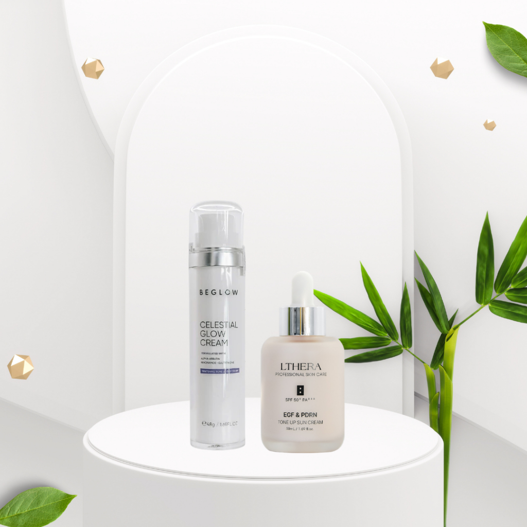 (kèm quà) Combo siêu căng bóng serum chống nắng Lthera + kem ngày bạch tuyết Beglow 48g CB0322