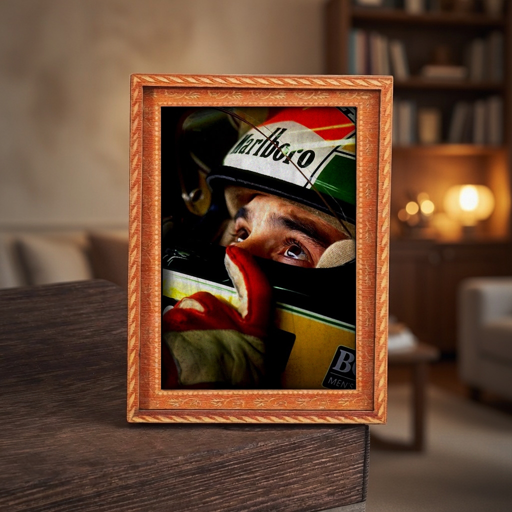 Nam Châm Tủ Lạnh Senna Marlboro McLaren Cockpit Khung Gỗ Vintage Huyền Thoại, Decor Bếp Fan F1