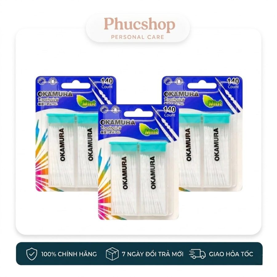 Tăm Nha Khoa OKAMURA Chính Hãng | Tăm Nhựa Làm Sạch Kẽ Răng, Không Đau Nướu, An Toàn Cho Răng Miệng