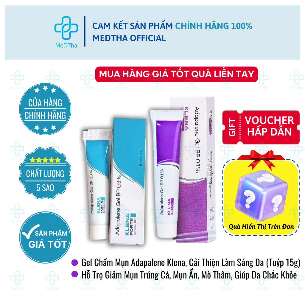 COMBO 2 HỘP Gel Chấm Mụn Adapalene Klena - Hỗ Trợ Giảm Mụn Trứng Cá, Mụn Ẩn, Mờ Thâm