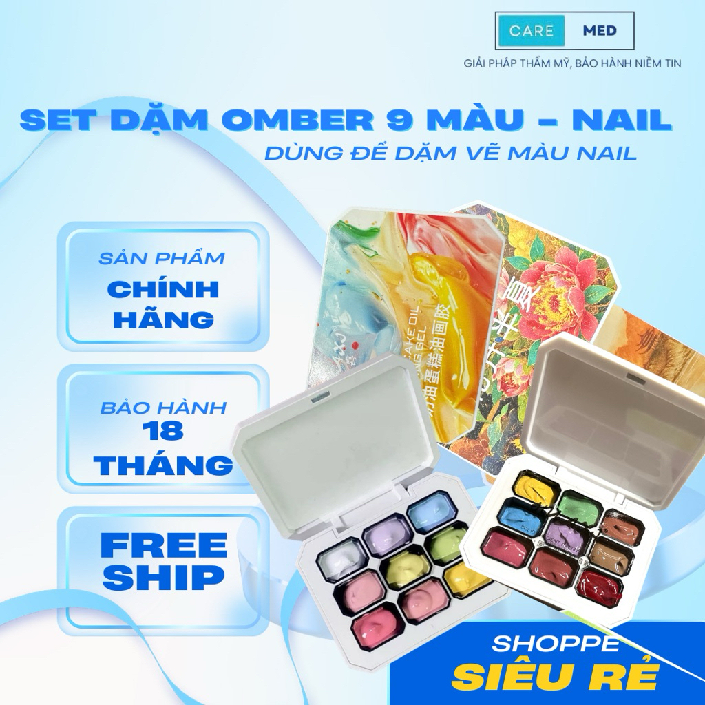 SET Màu Dặm Vẽ Ombre 9 Màu Chính Hãng HuaXi Chất Gel Siêu Mịn
