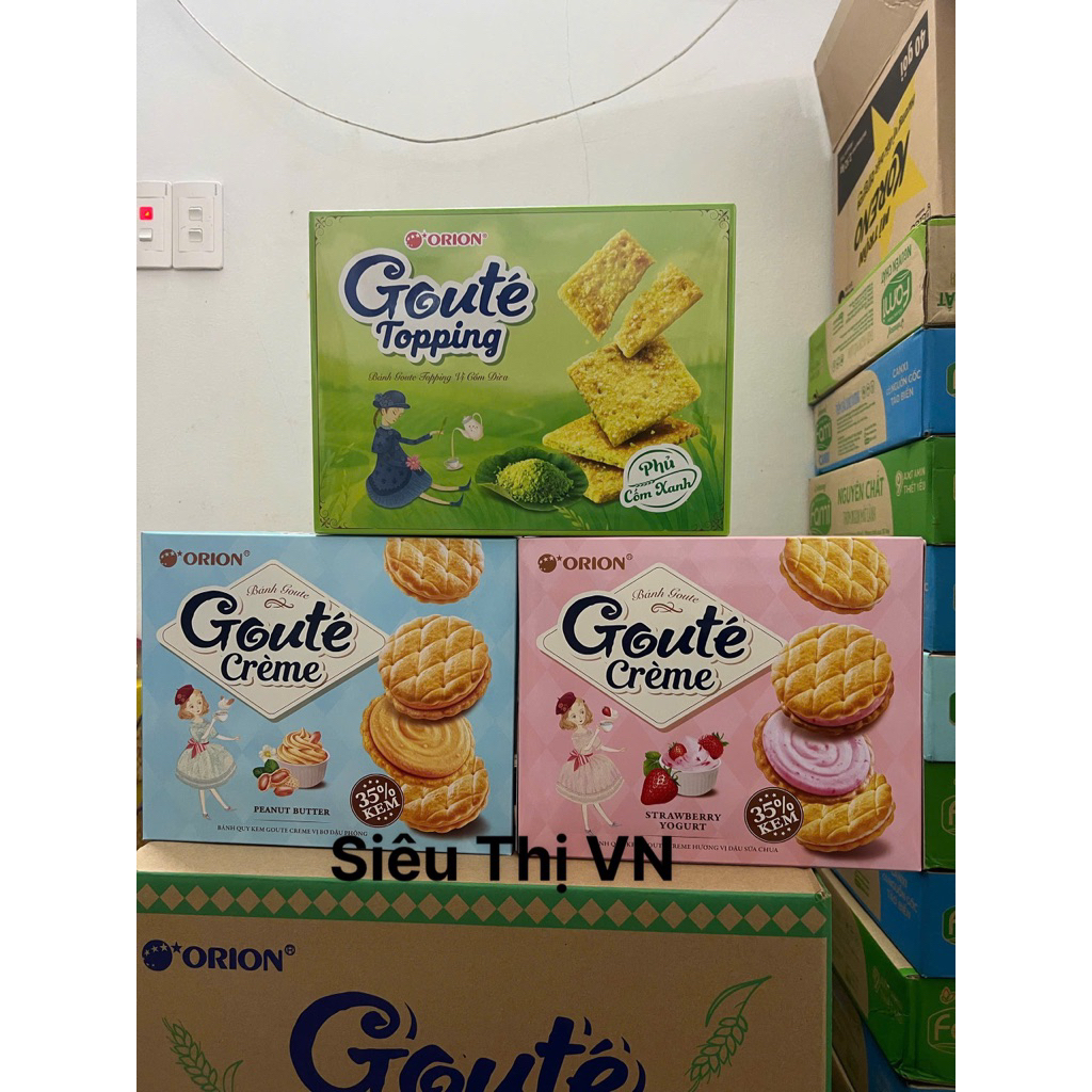Bánh Quy Kem Goute Creme Orion Vị Dâu Sữa Chua/Bơ Đậu Phộng Hộp 320g(16gói)
