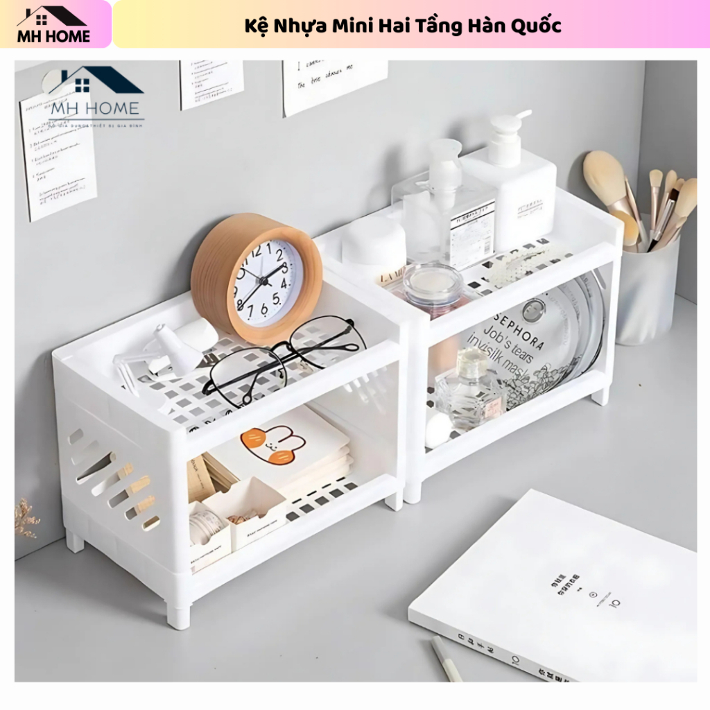 Kệ Nhựa Dung Tích Lớn Decor Đựng Trang Sức, Mỹ Phẩm, Văn Phòng Phẩm Phong Cách Hàn Quốc Sang Trọng