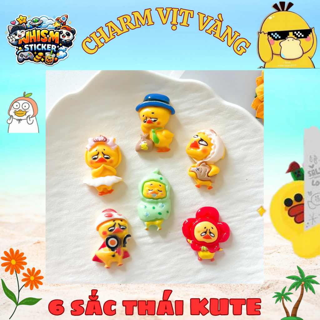 Set 6 Charm Vịt Vàng Biểu Cảm Dễ Thương Gắn Dép  – Phụ Kiện Trang Trí  Cute
