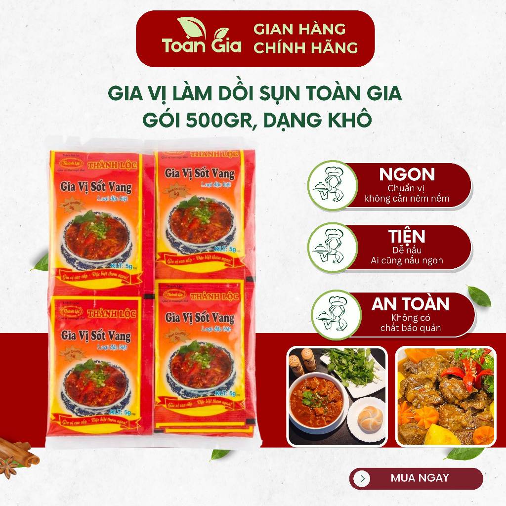 Gia vị sốt vang gói 5g Thành Lộc, nấu bò sốt vang ngon chuẩn vị, đậm đà, nêm nếm sẵn